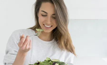 Woman eating healthy food